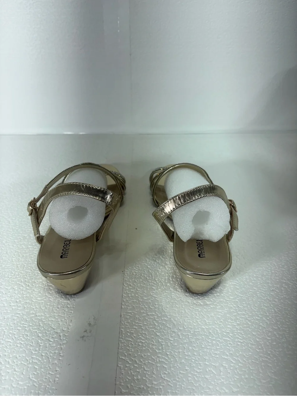 MARELLA Metallic Gold Rhinestone Strappy Sandals s277